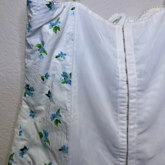WeWoreWhat White Floral Bustier Corset Top W/ Adjustable Straps Size 14 - Picture 9 of 10